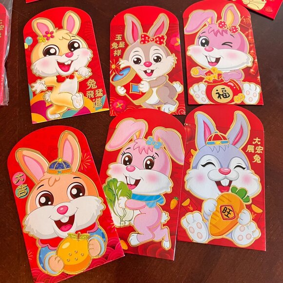 Red Chinese New Year Rabbit-Themed Lucky Money Envelopes 28 lot - Picture 4 of 11